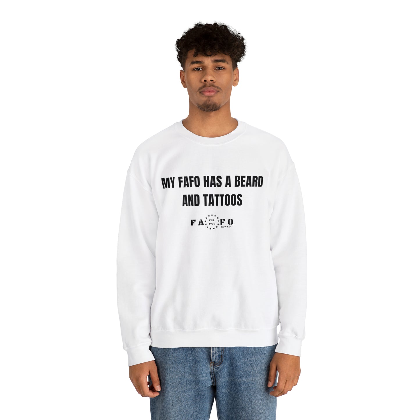 “MY FAFO HAS A BEARD AND TATTOOS” Unisex Heavy Blend™ Crewneck Sweatshirt