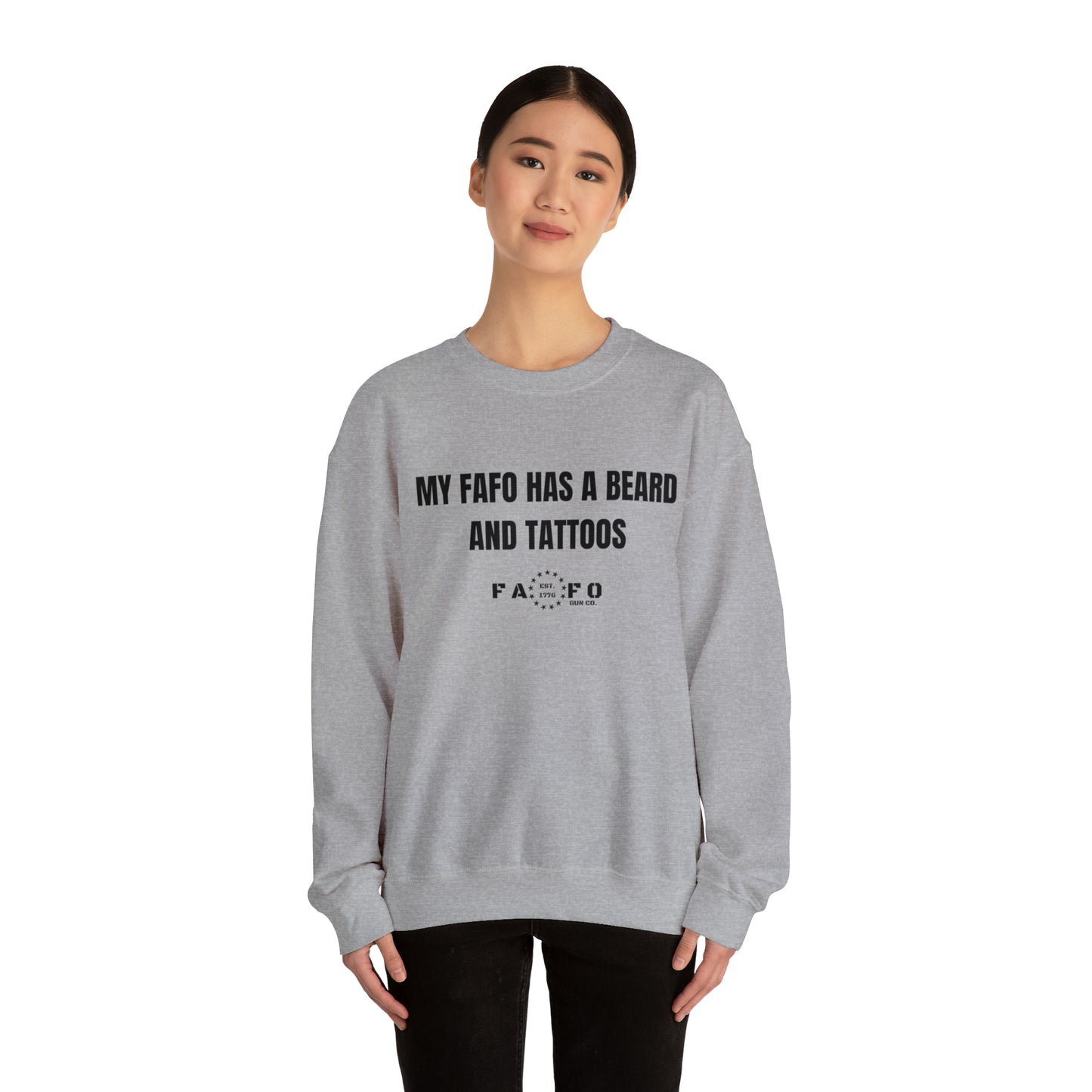 “MY FAFO HAS A BEARD AND TATTOOS” Unisex Heavy Blend™ Crewneck Sweatshirt