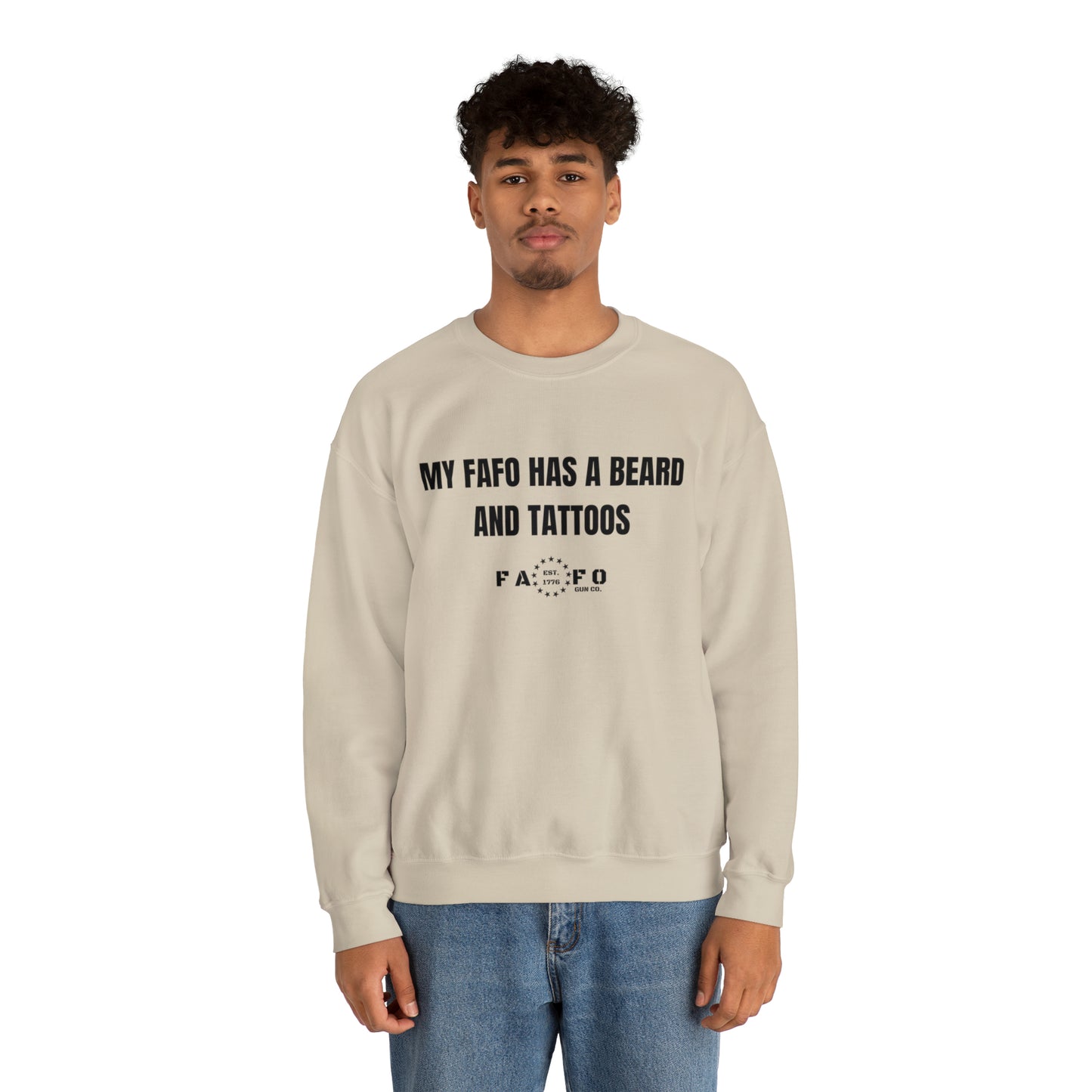 “MY FAFO HAS A BEARD AND TATTOOS” Unisex Heavy Blend™ Crewneck Sweatshirt