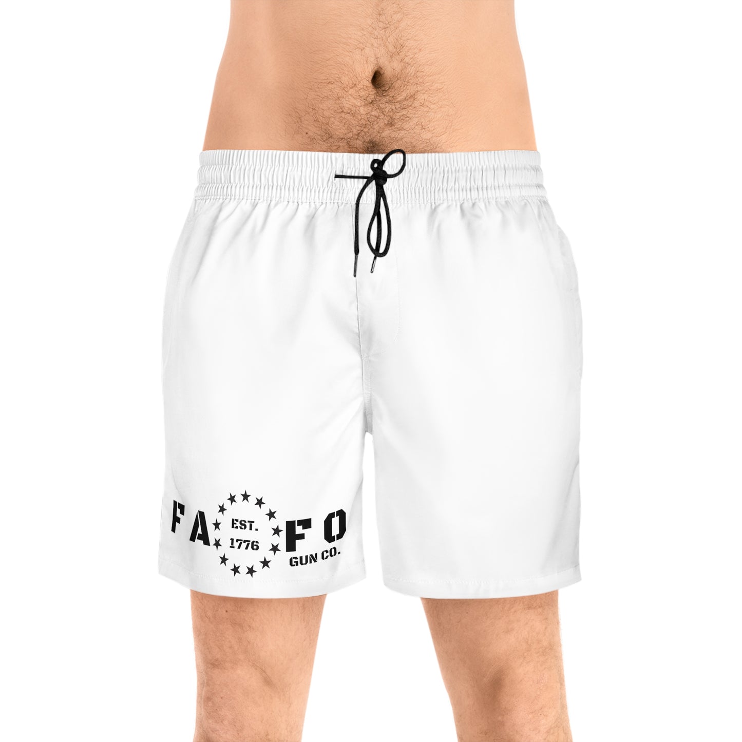 Men's White Mid-Length Swim Shorts