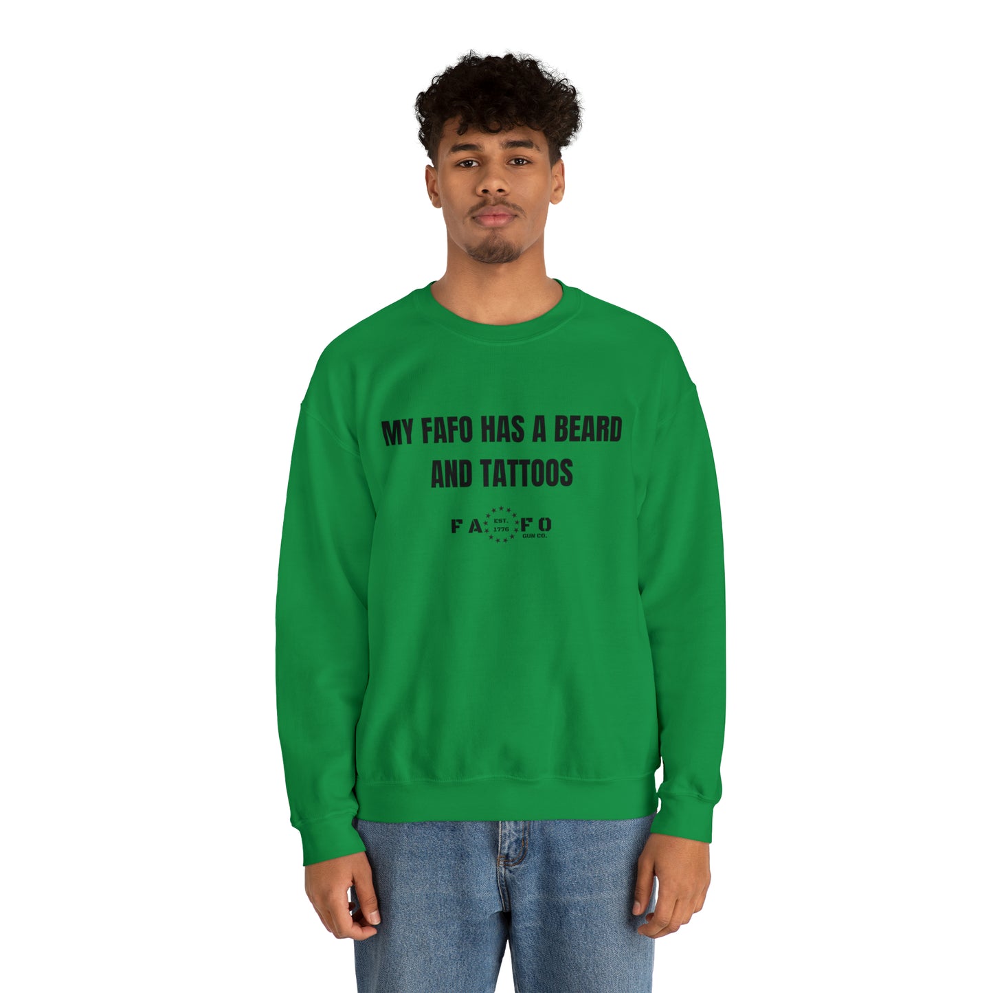 “MY FAFO HAS A BEARD AND TATTOOS” Unisex Heavy Blend™ Crewneck Sweatshirt