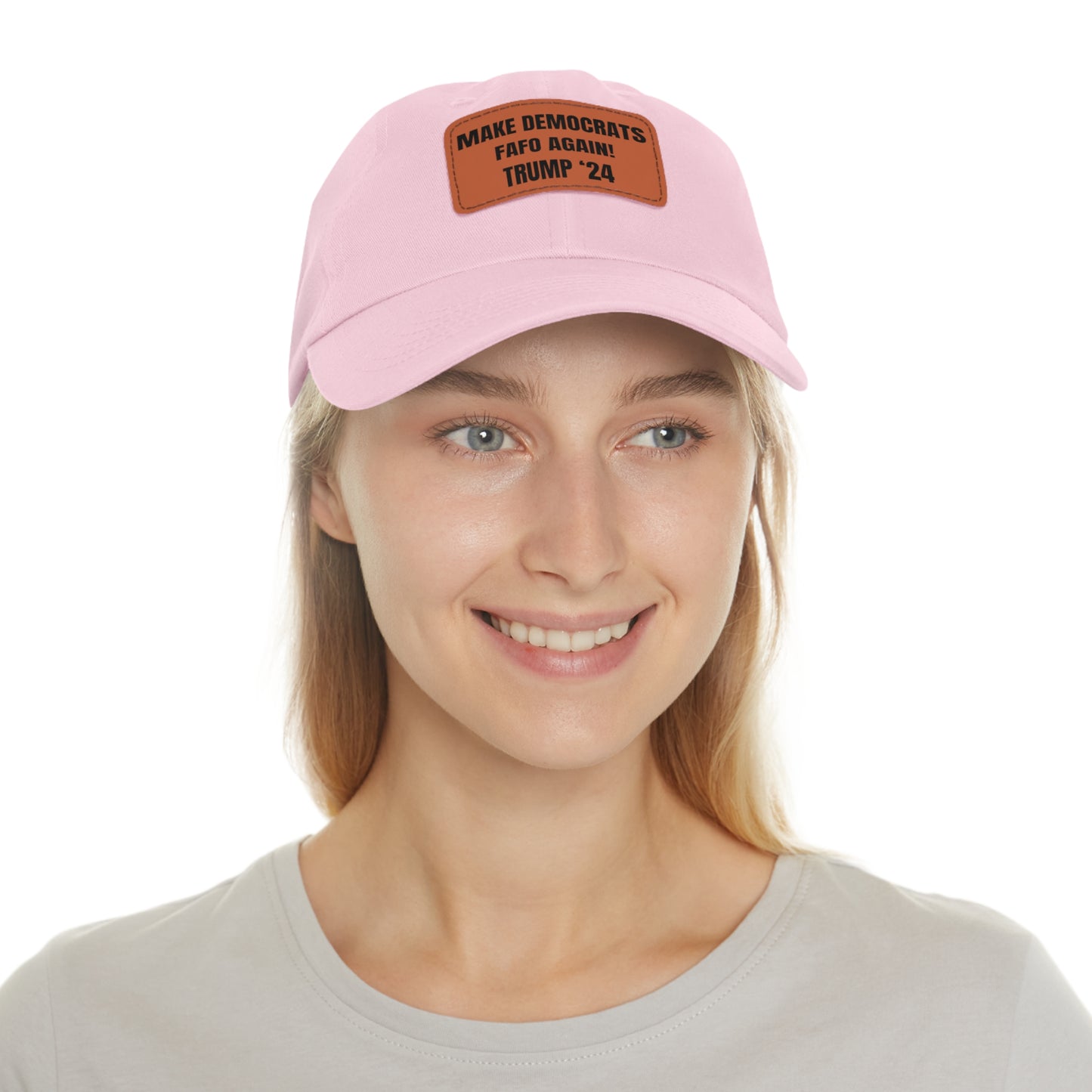"MAKE DEMOCRATS FAFO AGAIN! TRUMP '24" Leather Patch Hat