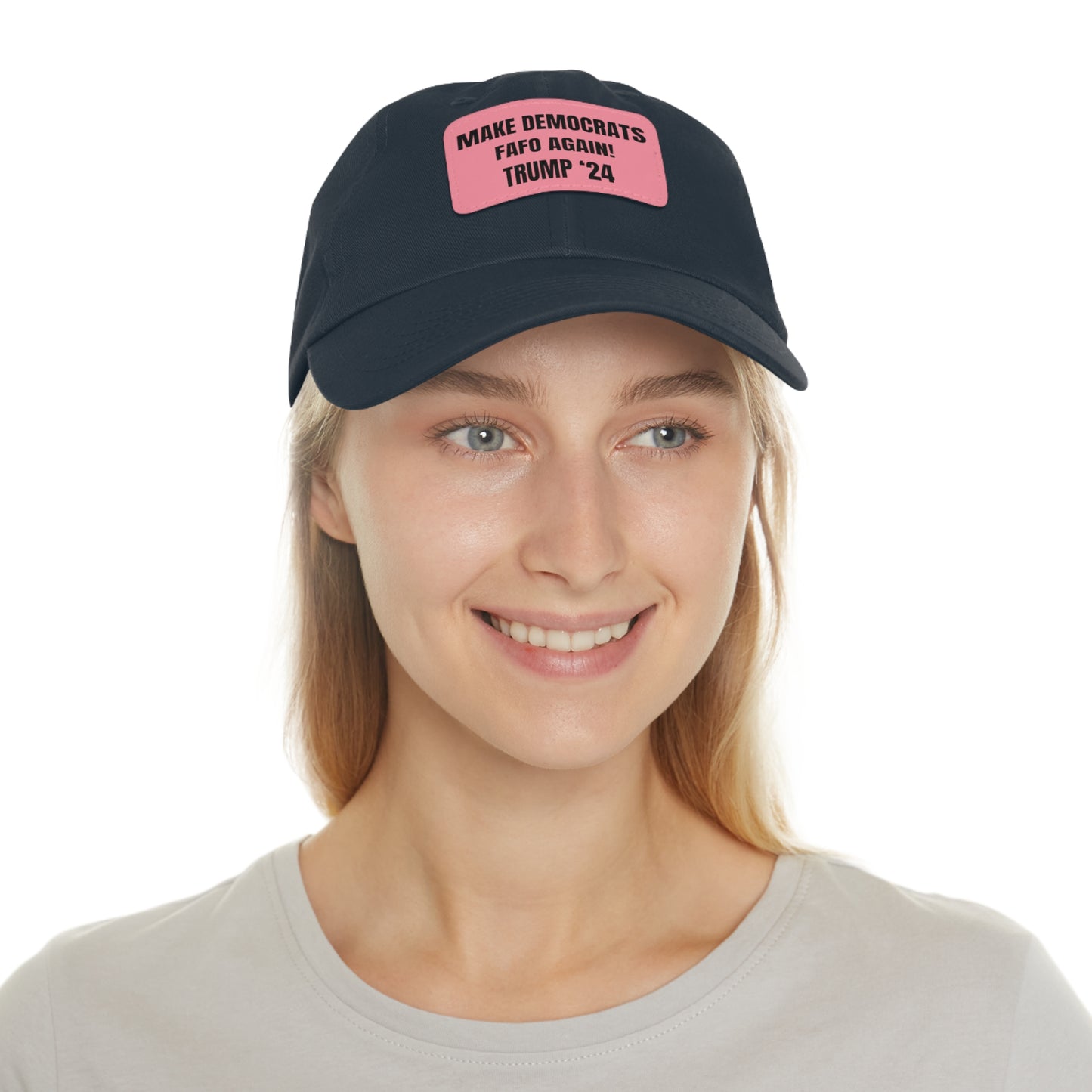 "MAKE DEMOCRATS FAFO AGAIN! TRUMP '24" Leather Patch Hat