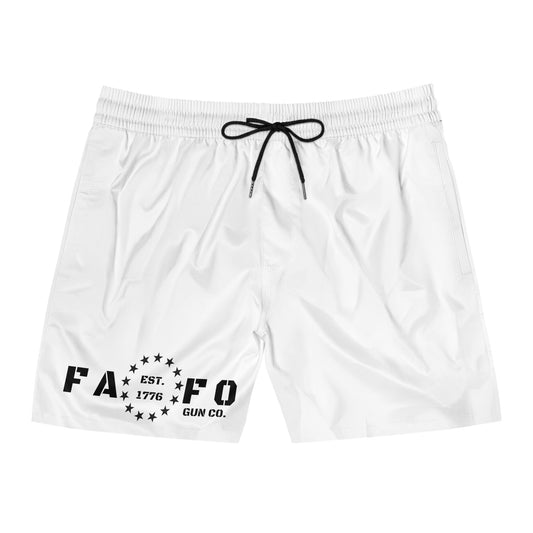 Men's White Mid-Length Swim Shorts